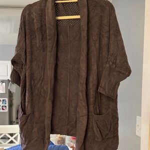 Barefoot Dreams Cozy Eggplant Open-Front Cardigan